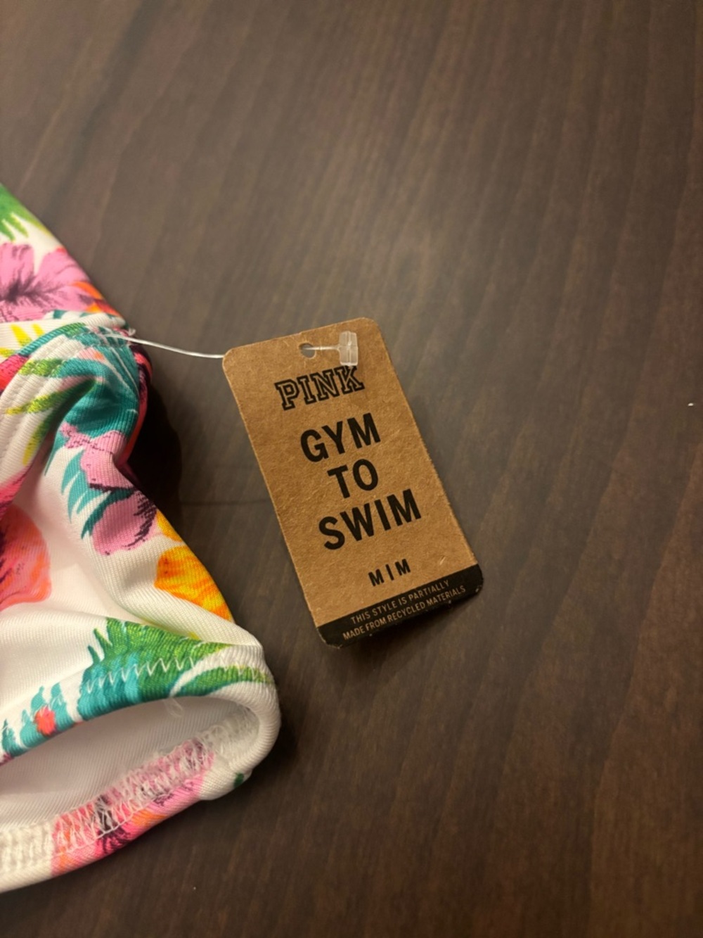 PINK Victoria's Secret Gym to Swim White & pink floral bikini bottom NWT - Picture 6 of 8